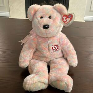 Ty Beanie Buddies Celebrate 15 Years Bear Pastel Sherbet Plush Stuffed Animal